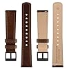 BISONSTRAP Leather Watch Straps, Classic Oil Waxed Leather, Quick Release Replacement Band for Men and Women, 22mm, Coffee Brown/Black Buckle #2