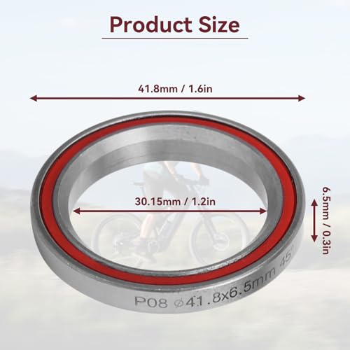 Kukyller 2PCS 41.8mm Headset Bearing, 1.6in Mountain Road Bike Bicycle Double Sealed Stem Headset Heavy Duty Bicycle Headset Bearing Part Accessory for Outdoors Cycling - Thumbnail 2