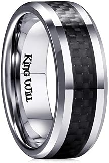 King Will Gentleman 7MM Mens Titanium Ring Black Carbon Fiber Inlay Comfort Fit