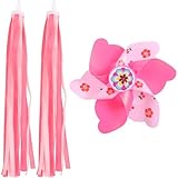 Mobestech 自転車ハンドルバー風車セット プラスチックと布製装飾品 風回転スクーター用ピンホイール 色褪せにくい鮮やかなデザイン 1セット