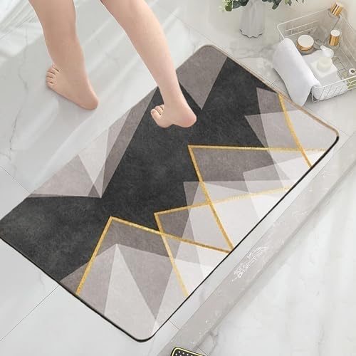 WanderGo Quick Dry Bath Mat, 40cm*60cm Absorbent Bath Mat Water Absorbent Mat with Non-Slip Rubber Back for Bathroom, Bathtub, Sink, Side Door