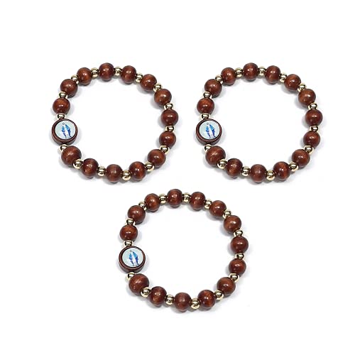 DELL'ARTE Artículos religiosos, juego de 3 rosario pulsera de madera Cover