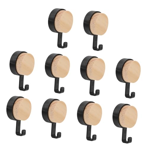10 Piezas Gancho Adhesivo De Cabeza Redonda De Madera Gancho Para Sombrero De Puerta Gancho De Toalla De Madera Ganchos De Pared De Madera Perchero Mochila Páginas Gancho De Ropa