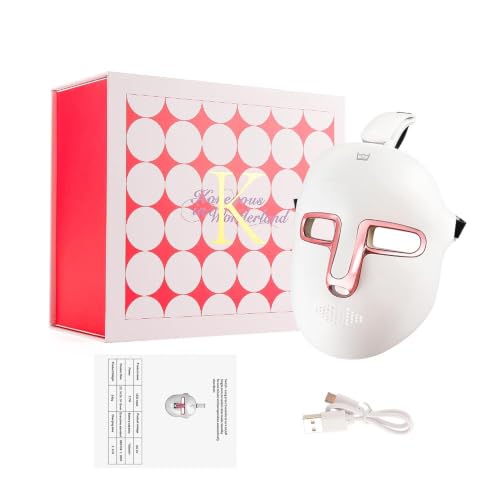 Máscara de terapia de luz LED inalámbrica de 7 colores, tratamiento facial y cuello, dispositivo de belleza para rejuvenecimiento, antienvejecimiento, arrugas, manchas (rose)