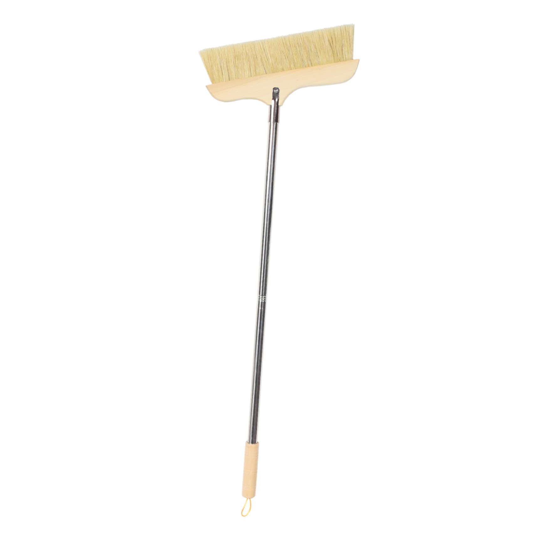 CIYODO Whisk Duster Brush Broom Wood Bristle Carpet Sweeper for Home Cleaning Long Handle Soft Bristle Cleaning Brush Stainless Steel Pole White Bristles