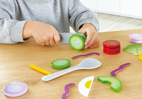 Foto von Hape Salat-Set - Gartensalat-Set, Koch-Nachahmungsspiel aus Holz, Salat-Zutaten und Zubehör für gesunde Essgewohnheiten, Rollenspiel Küche, Lernspielzeug für Kinder ab 3 Jahren