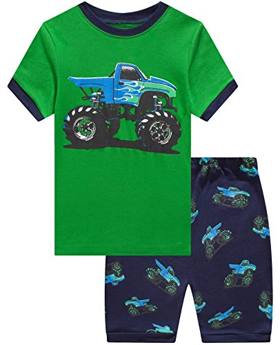 Boys Pajamas Truck Short Pjs Car Toddler Pjs Clothes Kids Sleepwear Summer Shirts Size 5 Green Blue