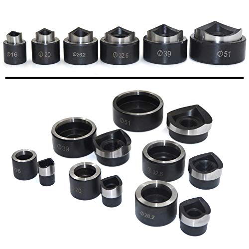 HongK- Hydraulic Hole Punch Knockout Set 6 Dies Hand Pump(16-51mm, 5/8