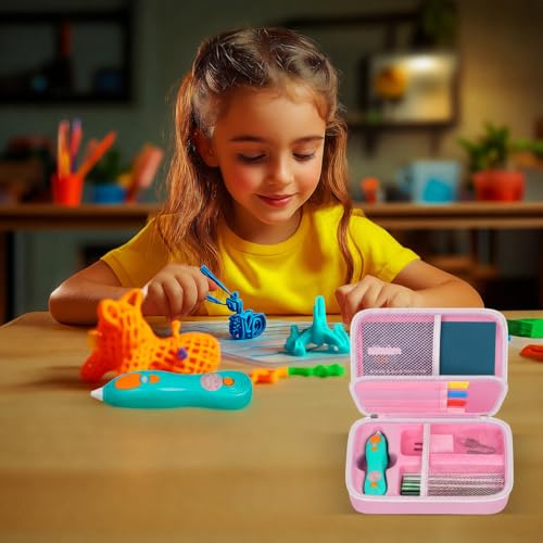 casmilee Case Compatible with 3Doodler Start+ Essentials 3D Pen Set for Kids, Art Activity Set Storage for Educational STEM Toy, Hold Plastic Filaments Strands- Pink by casmilee - Image 6
