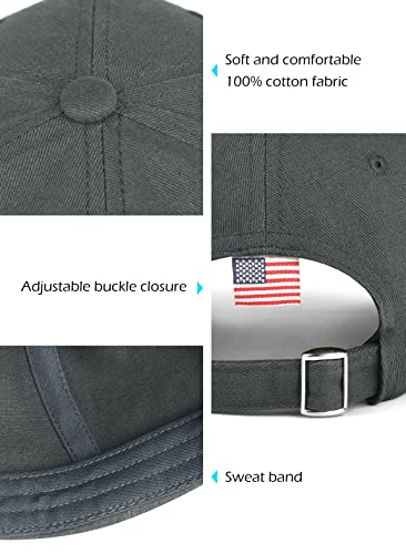 Iyebrao 2 Pack American Flag Baseball Cap For Men＆Women Low Profile Usa Cotton Trucker Hat Adjustable Plain Dad Hat Unisex (2 Pack-Black＆Dark Grey) #TOP4