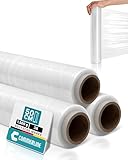 Commerline Stretchfolienrolle-Wickelfolie | 50 cm, 1500 g, 230 m - 3 Rollen | Transparent Stretchfolie | Umzugsfolie, Möbel Folie, Palettenfolie, Verpackungsfolie