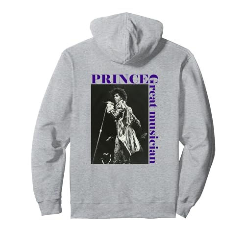 Image of PRINCE_Purple Rain_007_Back Printed Pullover Hoodie, Adult Unisex, Heather Grey, Large
