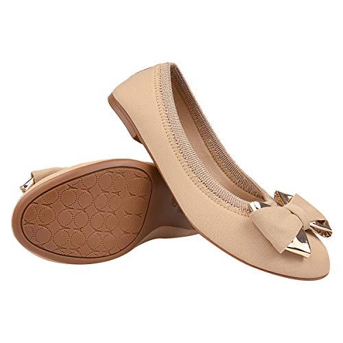 Sapatilha Laço Nude Feminina Bico Redondo Eleganteria Tamanho:38;Cor:Natural Nude