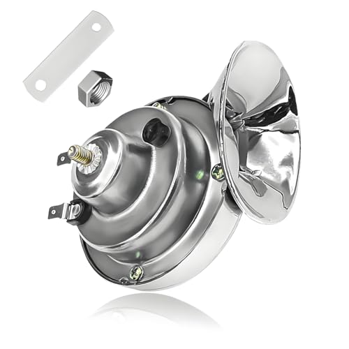 KVAEY Super Loud Car Snail Horns, 12V 300DB Durable Car Horn Kit, High Low Tone Universal Waterproof Car Air Electric Snail Horn, Vehicle Air Horn Replacement for Motorcycle Truck (Silver, 1 PCS)