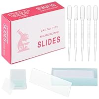 XREE 50 Stück Objektträger und 100 Stück Deckgläser, mit 5 Tropfer, Mikroskop Zubehör für Labor Biologie Wissenschaft Studium