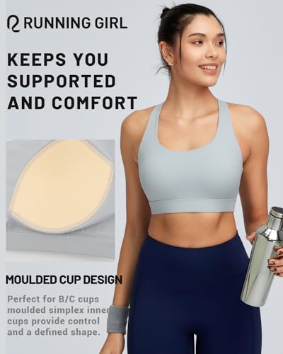 Image of RUNNING GIRL Sports Bra for Women High Support, Molded Cup High Impact Sports Bras with Sewn in Pads Workout Running Bra