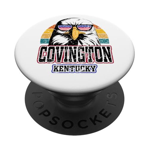 Covington Kentucky USA Gifts Bandera Americana Grunge Hombres Mujeres PopSockets PopGrip Intercambiable