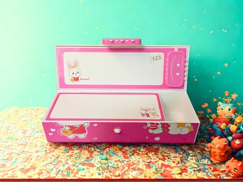 Image of Invite Cute Sweet Pencil Case Suitcase Style Password Lock Pencil Case, Multi-Layer Pencil Box for Kids, Boys, Girls, Stationary Organizer Box, Birthday Return Gift for Kids(Sweet Pink-SPB)