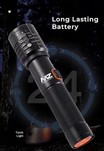 Image of Rechargeable Flashlight - 10000 Lumen High Power LED Torch, 1200M Long Beam, USB-C Charging, 10+ Hours Runtime, Adjustable Zoom Light for Camping, Hiking, Emergency, Outdoor Use (M035 Black)