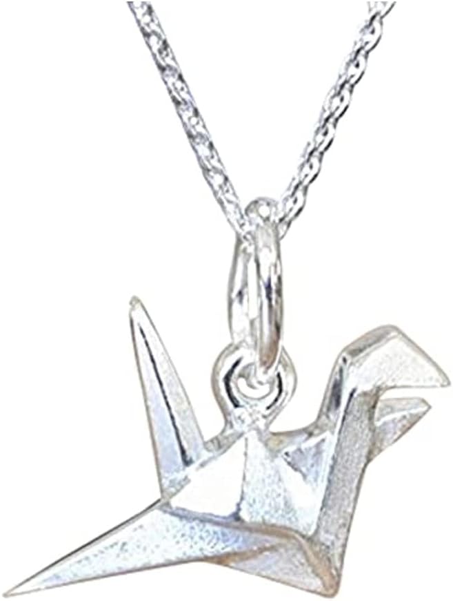 Origami Crane Necklace in Sterling Silver with 18 Inch Chain
