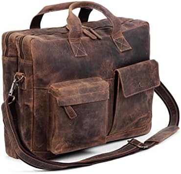 Leather briefcase 18 Inch Laptop Messenger Bags for Men and Women Best Office School College Briefcase Satchel Bag