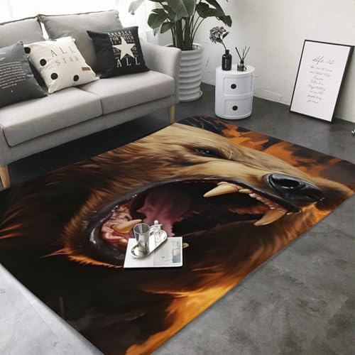 Alfombra infantil de 120 x 160 cm, alfombra con estampado de oso, adecuada para dormitorio, sala de estar y cocina, alfombra impresa en 3D, alfombra antideslizante suave (COLOR2, 120 x 160)