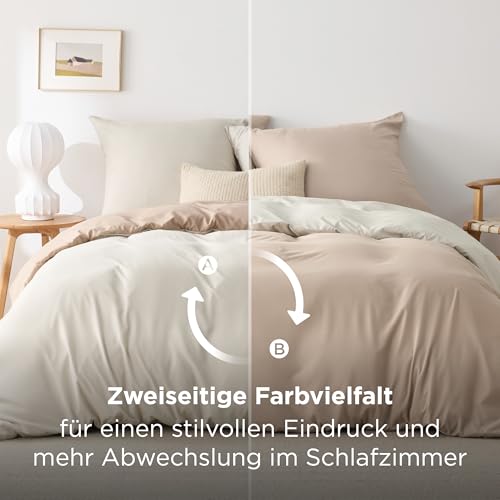 BEDSURE Bettwäsche 200x220 3teilig Mikrofaser - Khaki/Natur, 80x80 Kissen – Ansicht 4