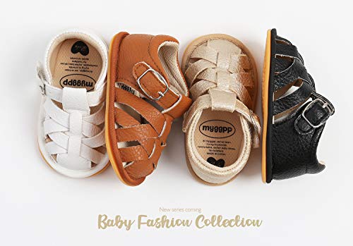 Sofmuo Baby Girls Boys Sparkly Sandals Premium Soft Anti-Slip Rubber Sole Infant Summer Outdoor Shoes Closed Toe Toddler First Walkers(A1/Brown,6-12 Months) #TOP1