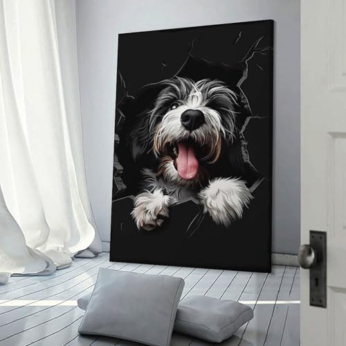 Toile Bearded Collie 60x90cm pour habiller un mur vide avec un art moderne