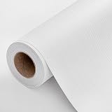 Cozydeco 24'x394' White Grasscloth Wallpaper Peel and Stick Faux Linen Textured Upgraded Thick Self-Adhesive Waterproof Neutral Contact Paper Seamless Vinyl Embossed Wallpaper