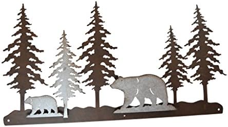 Pine Ridge 3-D Bear Scene Metal Wall Art - Western Decorative Heavy Duty Wall Hanging Display for Home, Kitchen, Toilet and Bathroom