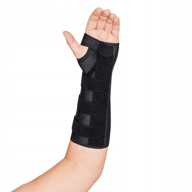 MEK 6004 Handgelenkstütze mit anatomischer Schiene – Verstellbare Handgelenkbandage mit Metallverstärkung, Schwarz (XL, Linke Hand)