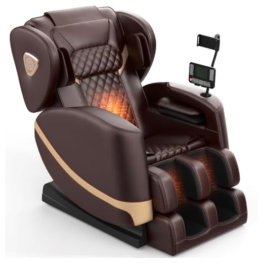 FURNIMAT 2025 Massage Chair Full Body, Zero Gravity Massage Chair with 10 Fix Rollers, Heating, Foot Massage, Auto Modes, Bluetooth Speaker, Touch Screen Controller (Brown Premium)