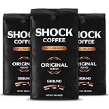Shock Coffee Ground, The Strongest Caffeinated All-Natural Coffee, Up to 50% more Caffeine. 3 pounds