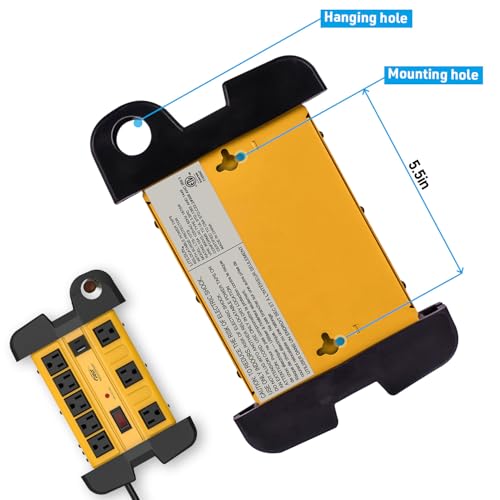 CRST protector de sobretensión industrial metálico de 8 tomas con USB-C, con interruptor y cable de extensión de 6 pies, 15A, 1350 julios miniatura 6