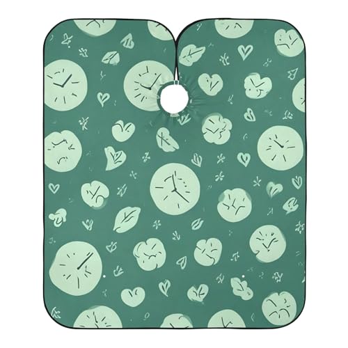 Hezely Green Alarm Clock Hair Dye Cape, Barber Cape for Adults,Waterproof Salon Cape,Waterproof Hairdressing Styling Hair Cutting, 65