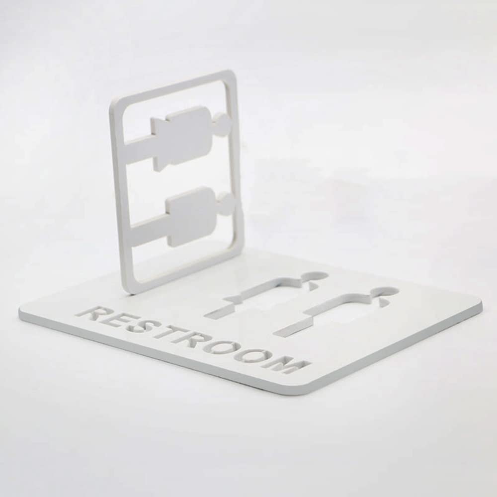 GTHTUHFD Chalke 3D Toilet Signs, Shopping Mall Office Buildings Door Plates Reminder Indicator Plaque Orientation Sign Wc Signage Side Mount White-20x14.9cm