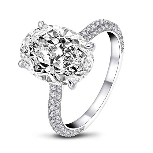 AINUOSHI Bagues, bagues de fiançailles, bagues zircon ovale 5 carats, or blanc / or rose Cover