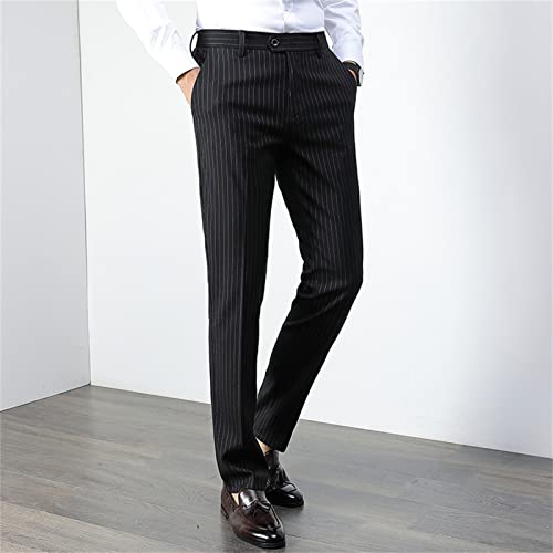 Maiyifu-GJ Men Slim Stretch Dress Pant Pinstripe Skinny Comfort Tapered Suit Pant Business Wrinkle-Resistant Casual Trousers2
