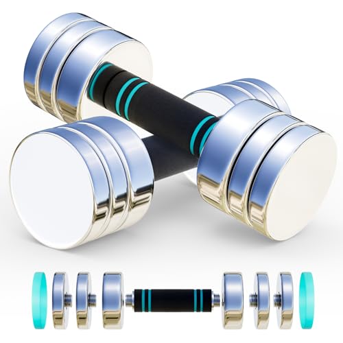 Lot de 2 Haltères en Acier 5kg 10kg - Haltères Réglables Ultra Compacts avec Poignée en Mousse pour la Musculation, l'Haltérophilie, l'Entraînement à Domicile et à Salle de Sport