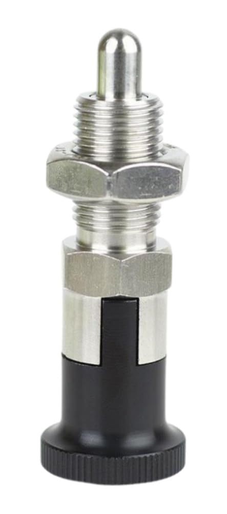 Stainless Steel Plunger Pin Tool Chest Toolbox Locking Plunger Hand Retractable Spring Plunger Self Locking Indexing Plunger Spring Loaded Plunger Knob Quick Release Pull Ring Pin Fine Teeth (M12)