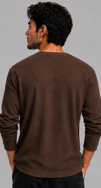 Image of Men's Premium Waffle Knit Henley Tshirt for Men