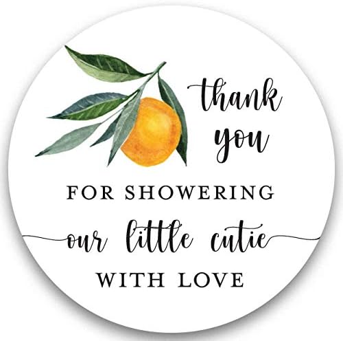 2" Round Orange Clementine Baby Shower Cutie Thank You Favor Stickers (40 Labels)