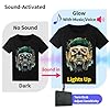 Sound Activated LED T-Shirt, Glow in The Dark Light Up Shirt for Men, Neon Shirt for Rave, Glow Party, Concert, Halloween, Rings Skull, Large #1