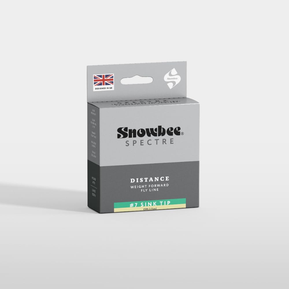 Snowbee XS-Plus Spectre Distance Sink-Tip Fly Line – Aqua/Ivory/Chartreuse - 120ft WF Design | 2.5ips Sink Rate Fly Line for Streamer & Subsurface Trout Fishing, WF5 to WF8 (WF6)
