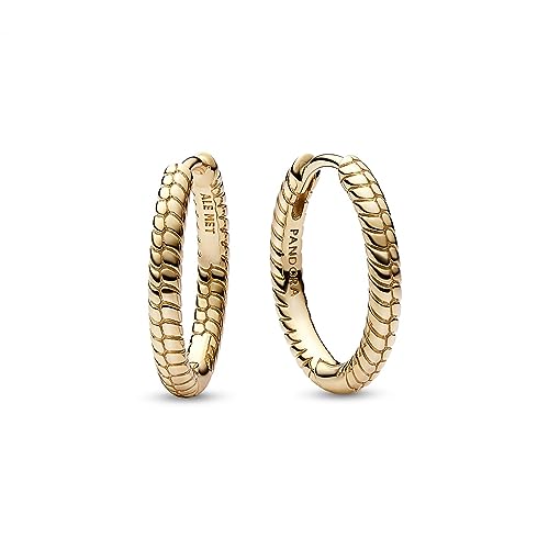 PANDORA Orecchini a cerchio Moments in maglia snake placcati in oro 14k