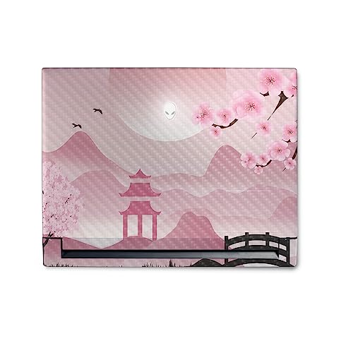 MightySkins Carbon Fiber Skin Compatible with Alienware M18 R1 (2023) Full Wrap Kit - Cherry Blossom Dream | Protective, Durable Textured Carbon Fiber Finish | Easy to Apply | Made in The USA