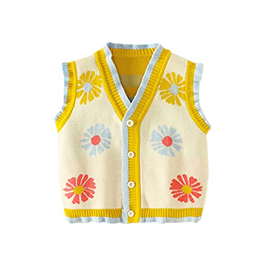 Little Girls Vest Cardigan Daisy Flower Ruffle Sweater Knit Tops for Kids Clothes2