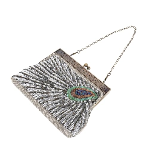Pochette brodée vintage COLLBATH : sac soirée perlé et bandoulière de fête pour femme