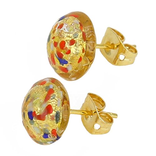 Glass Of Venice Murano Glass Button Stud Earrings - Multicolor Confetti2
